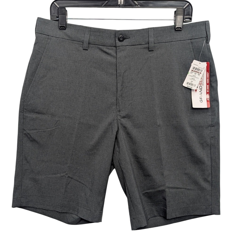 NWT Grand Slam Performance Golf Shorts Men 34 Gray Stretch 360 Active Waistband